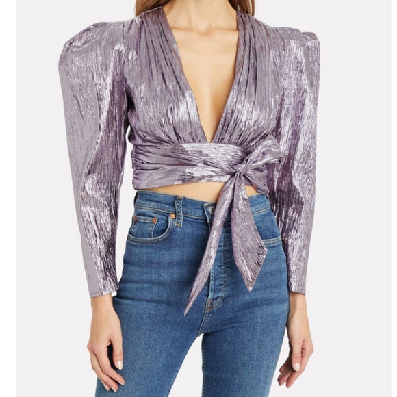 Atoir Close Call crop top in metallic Purple - Picture 4 of 4